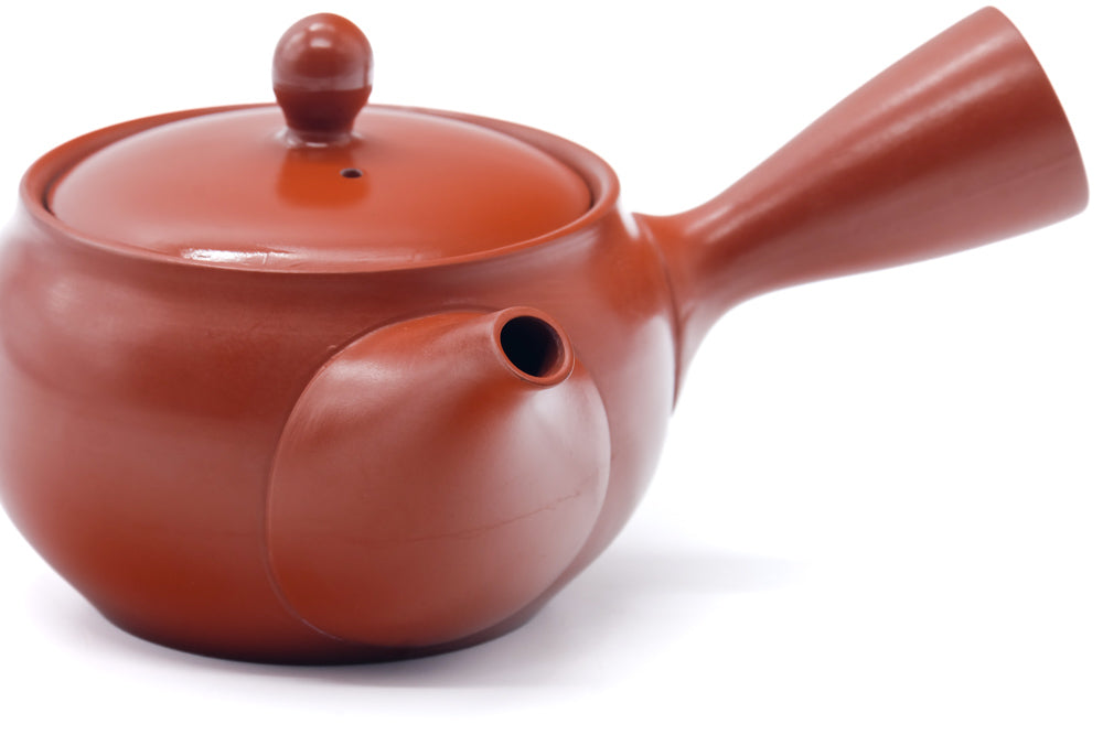 Japanese Kyusu - Red Shudei Tokoname Mesh Teapot - 340ml
