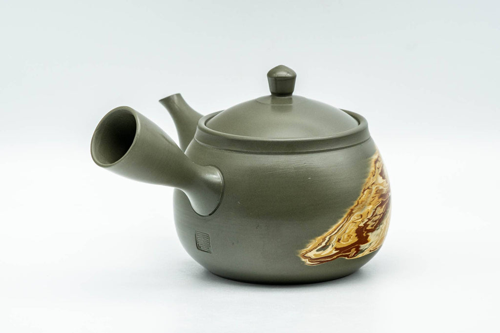 Japanese Kyusu - Gyokko Kiln 玉光 - Green Ryokudei Nerikomi Tokoname-yaki Debeso Teapot - 200ml