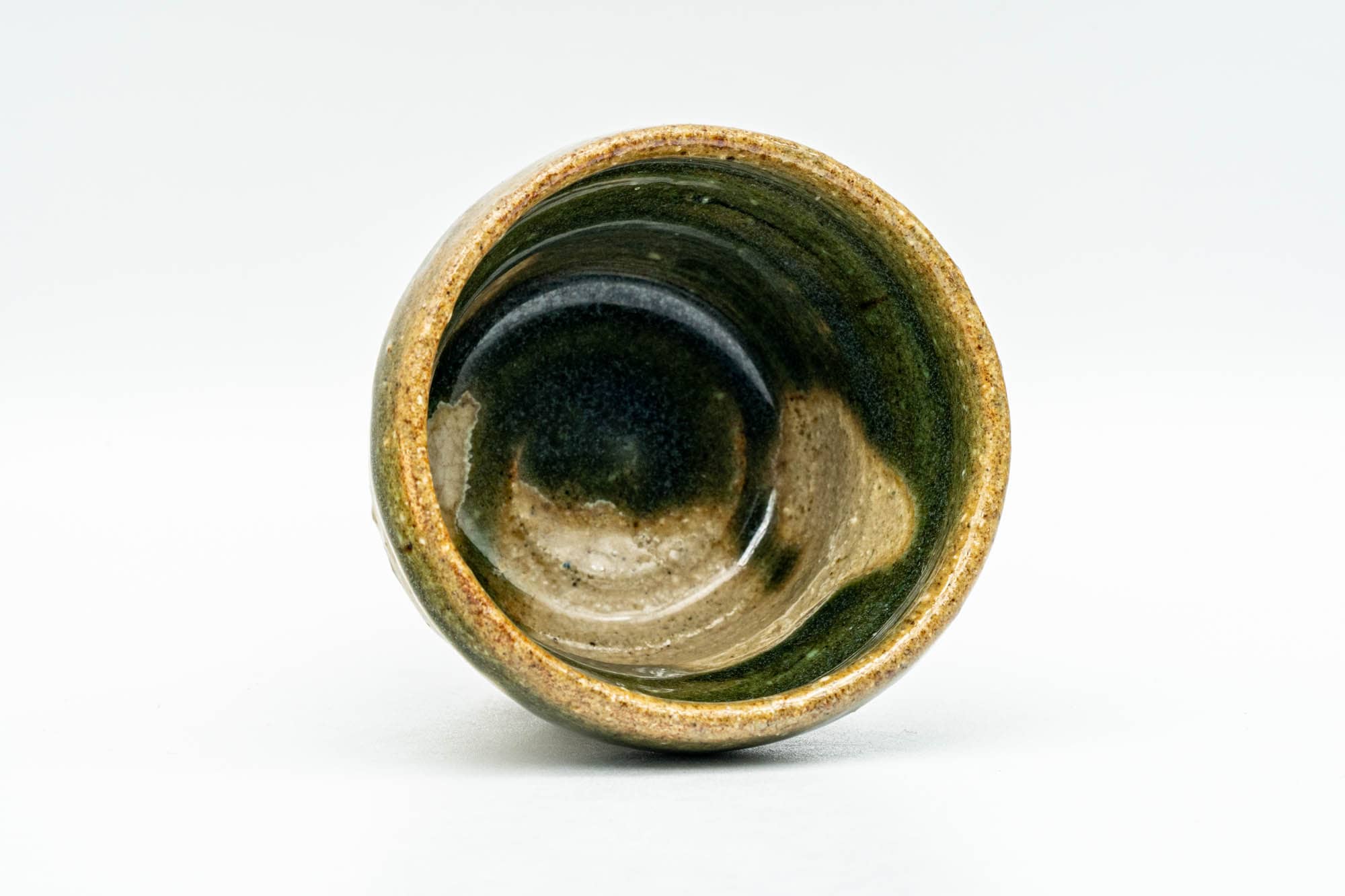 Japanese Teacup - Green Drip-Glazed Wabi Sabi Yunomi - 80ml