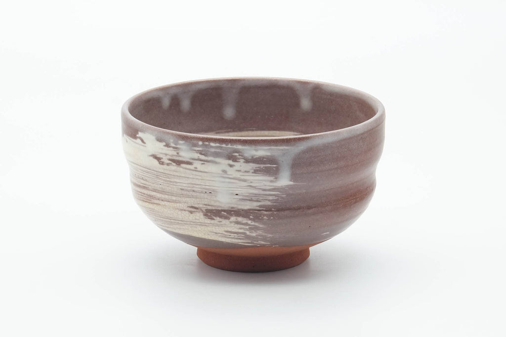 Japanese Matcha Bowl - Magenta Grey White Hakeme Chawan - 400ml
