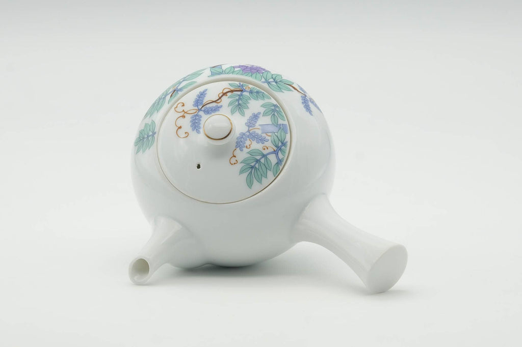 Japanese Kyusu - Floral White Porcelain Arita-yaki Teapot - 250ml