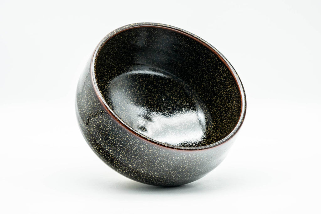 Japanese Matcha Bowl - Black Yellow Speckled Glazed Chawan - 250ml