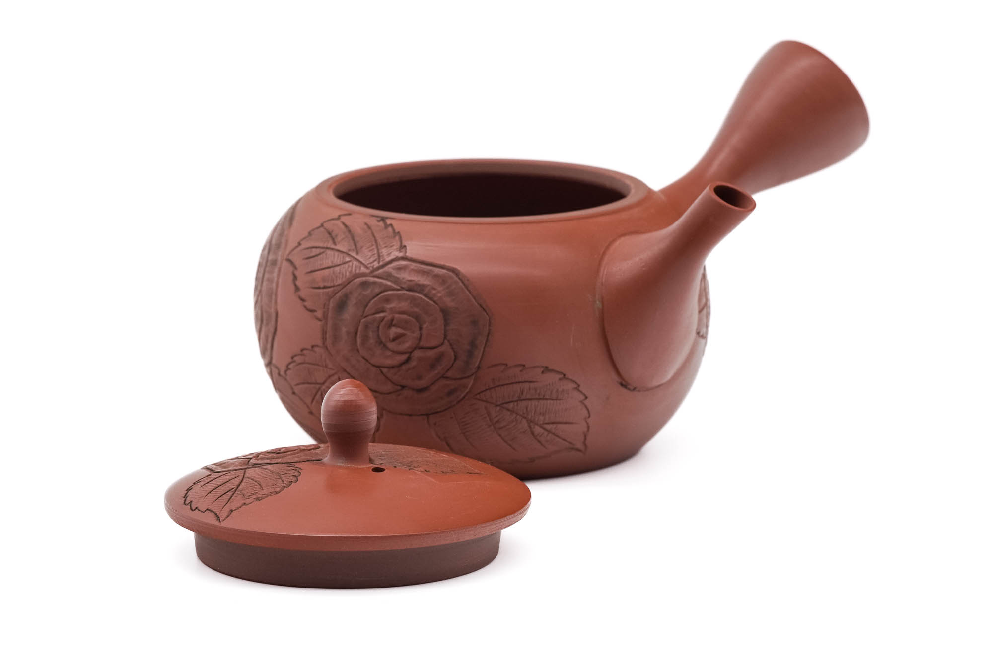Camellia Flower Engraved Tokoname Teapot - 260ml