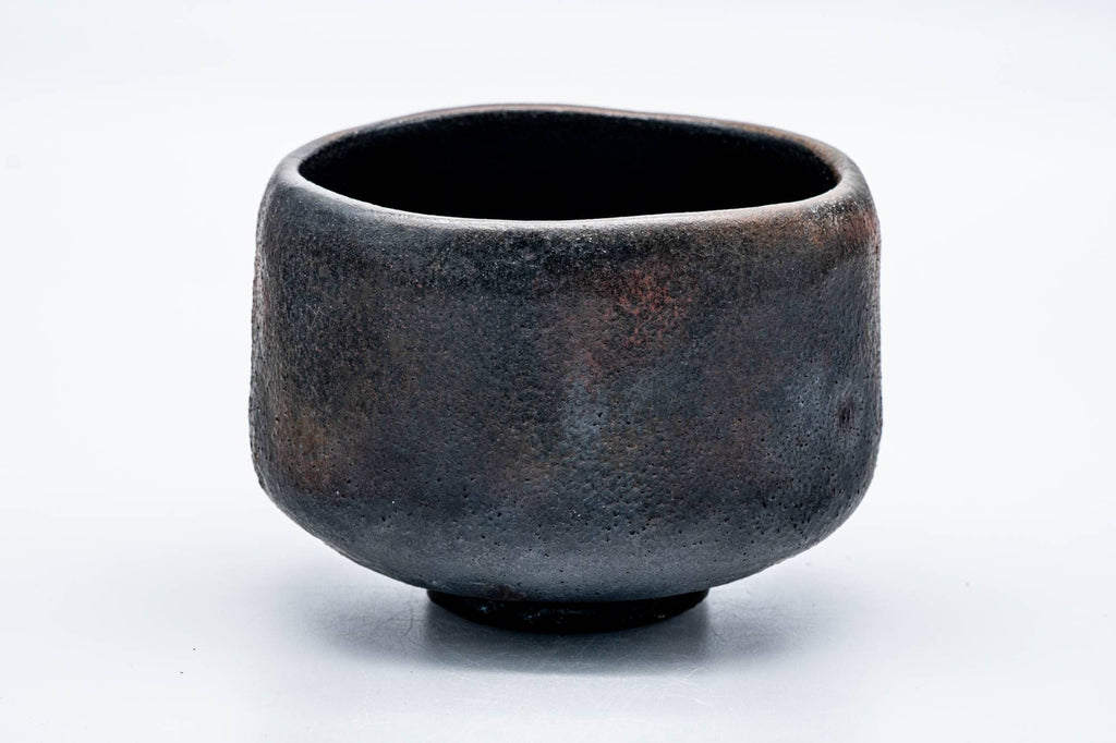 Japanese Matcha Bowl - 手 Matte Black Rust Red Kuro-Raku Chawan - 300ml