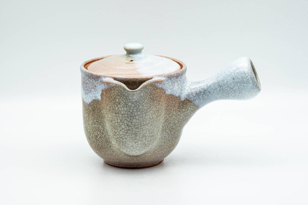 Japanese Tea Set - Beige White Glazed Hagi-yaki Do-ake Kyusu Teapot with 5 Yunomi Teacups