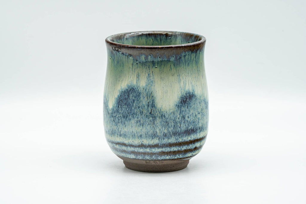 Japanese Teacup - Green White Hare's Fur Drip-Glazed Agano-yaki Yunomi - 175ml