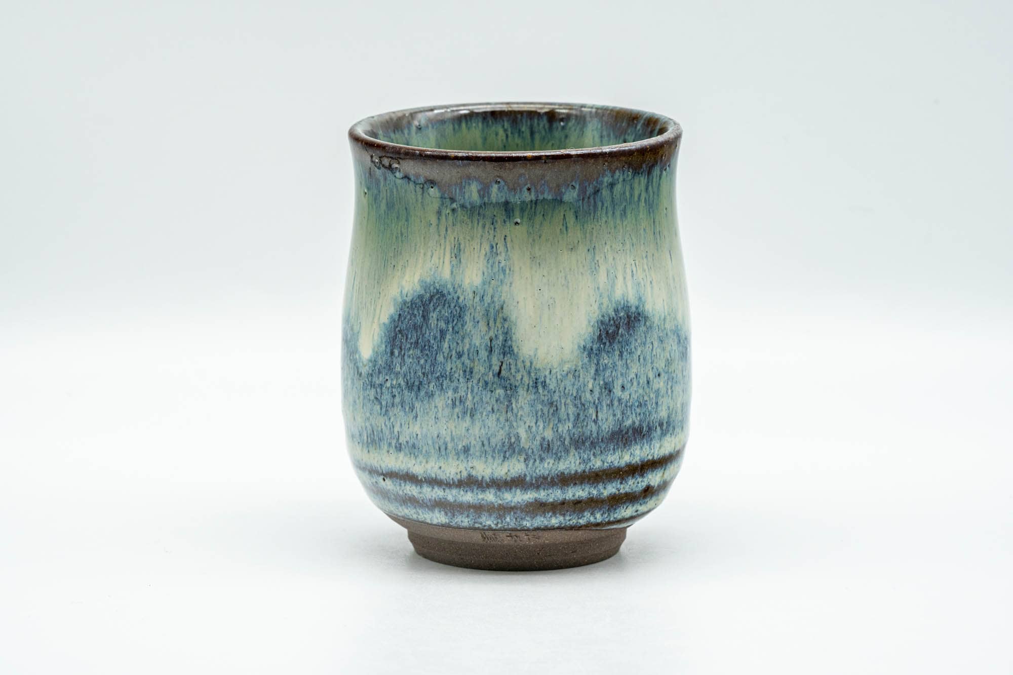 Japanese Teacup - Green White Hare's Fur Drip-Glazed Agano-yaki Yunomi - 175ml