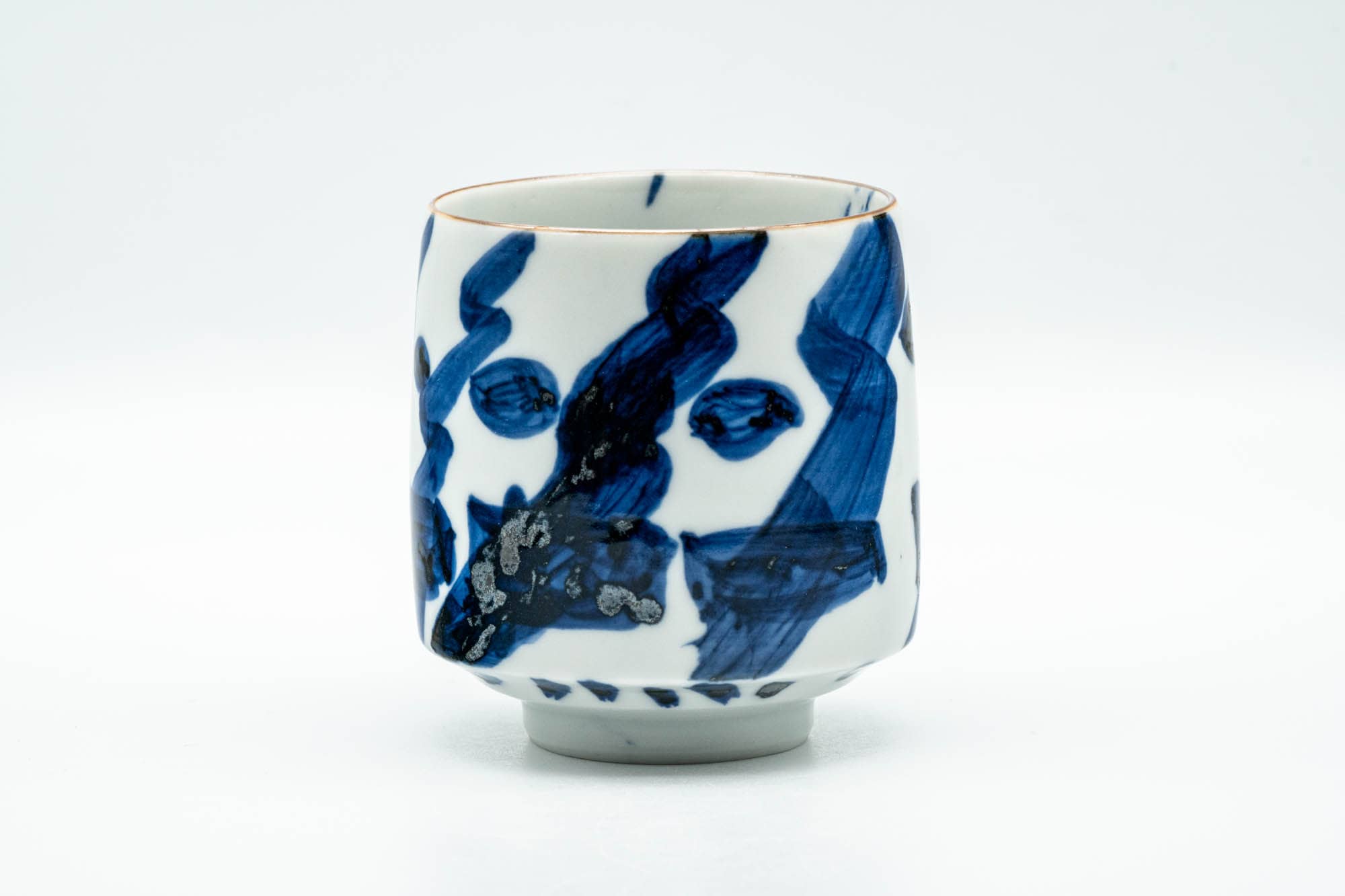 Japanese Teacup - Large Blue Geometric Patterned Arita-yaki Yunomi - 180ml