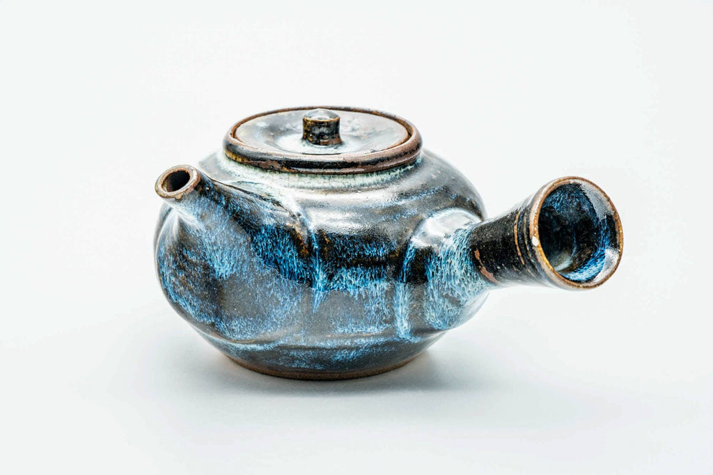 Japanese Kyusu - Spiraling Brown Blue Glazed Do-ake Teapot - 250ml