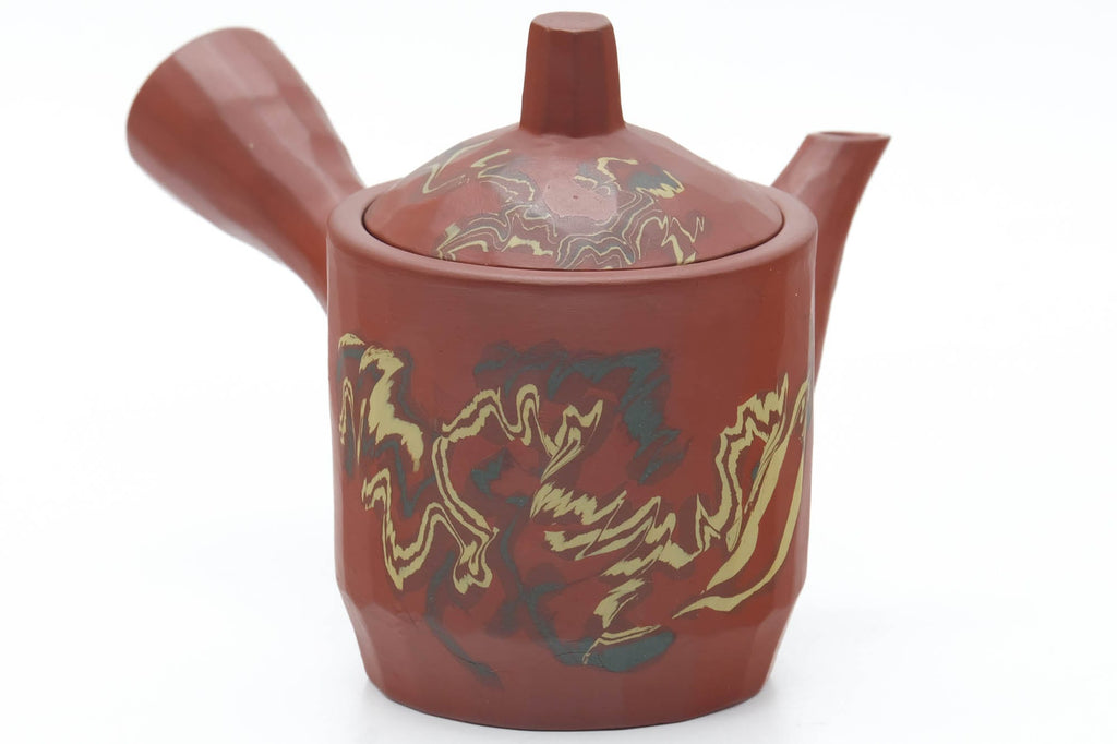 Japanese Kyusu - Abstract Nerikomi Red Shudei Tokoname Teapot - 100ml