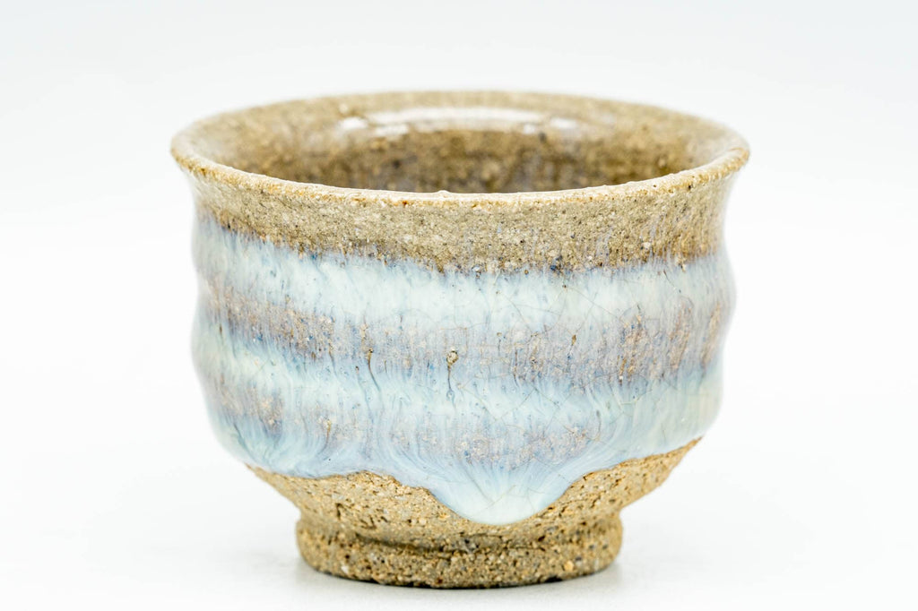 Japanese Teacups - Set of 5 Blue Milky White Drip-Glazed Guinomi - 35ml