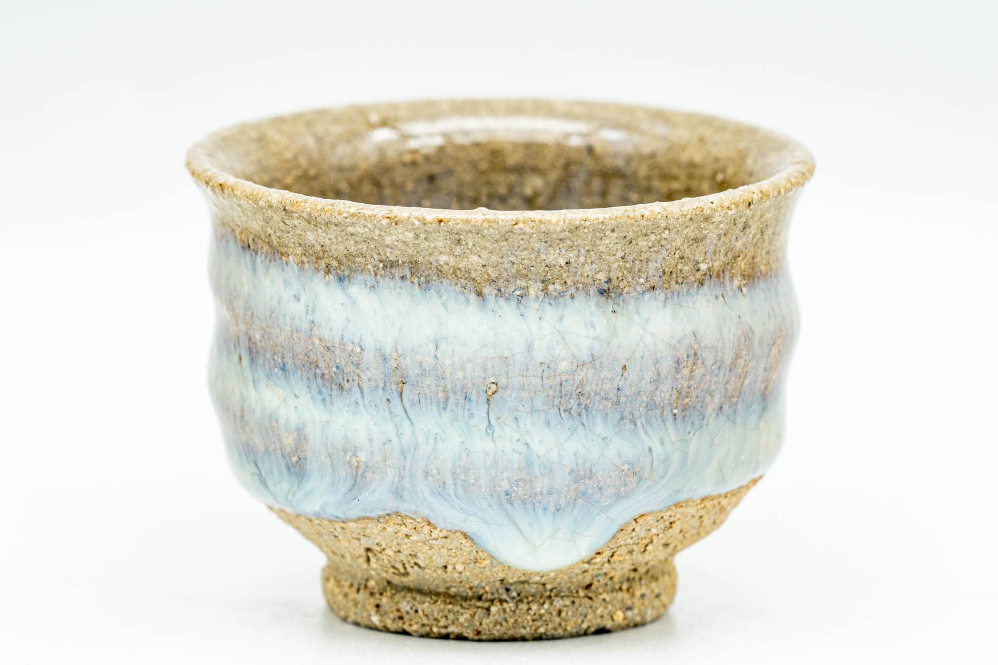 Japanese Teacups - Set of 5 Blue Milky White Drip-Glazed Guinomi - 35ml