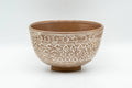 Japanese Matcha Bowl - Floral Geometric White Glazed Chawan - 300ml