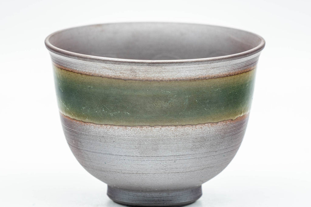 Japanese Teacup - Purple Green Glazed Banko-yaki Yunomi - 70ml