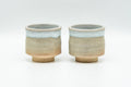 Japanese Teacups - Pair of Beige White Tsutsu-gata Hagi-yaki Guinomi - 40ml