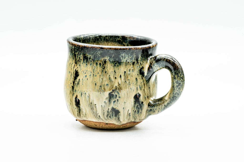 Japanese Teacup - Beige Hare's Fur Drip-Glazed Ushirode Yunomi - 90ml