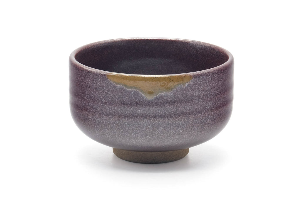 Japanese Matcha Bowl - Purple Yellow Drip-Glazed Chawan - 500ml