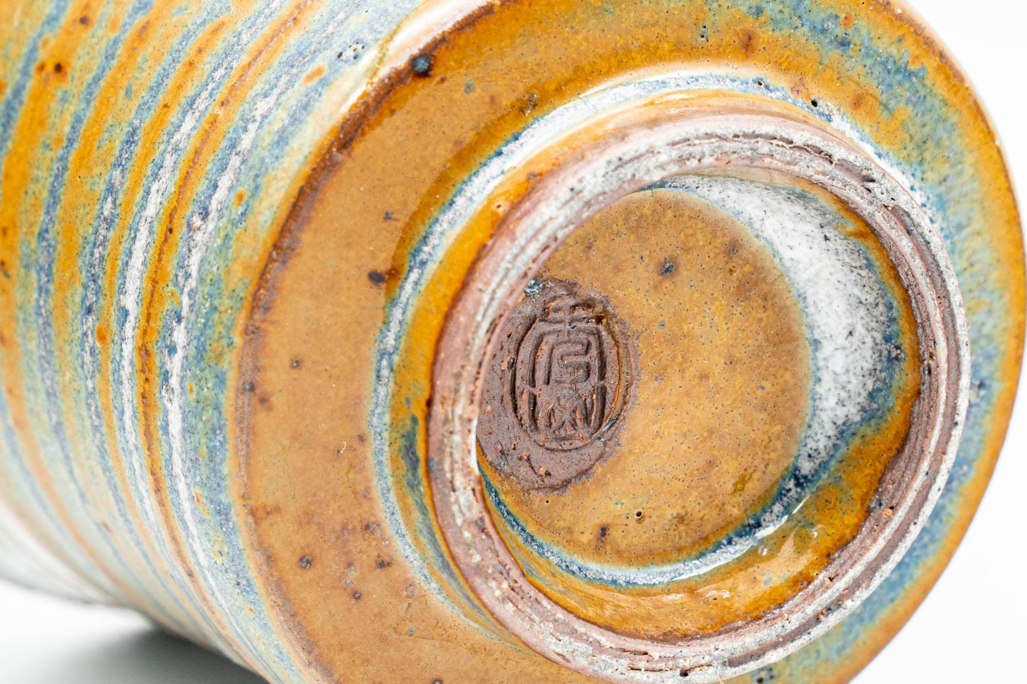 Japanese Teacup - Green Orange Spiraling Guinomi - 50ml