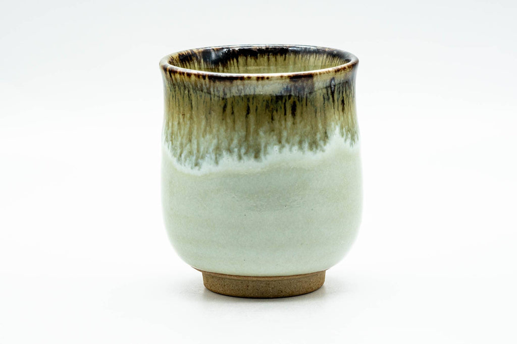 Japanese Teacup - White Beige Hare's Fur Drip-Glazed Yunomi - 170ml