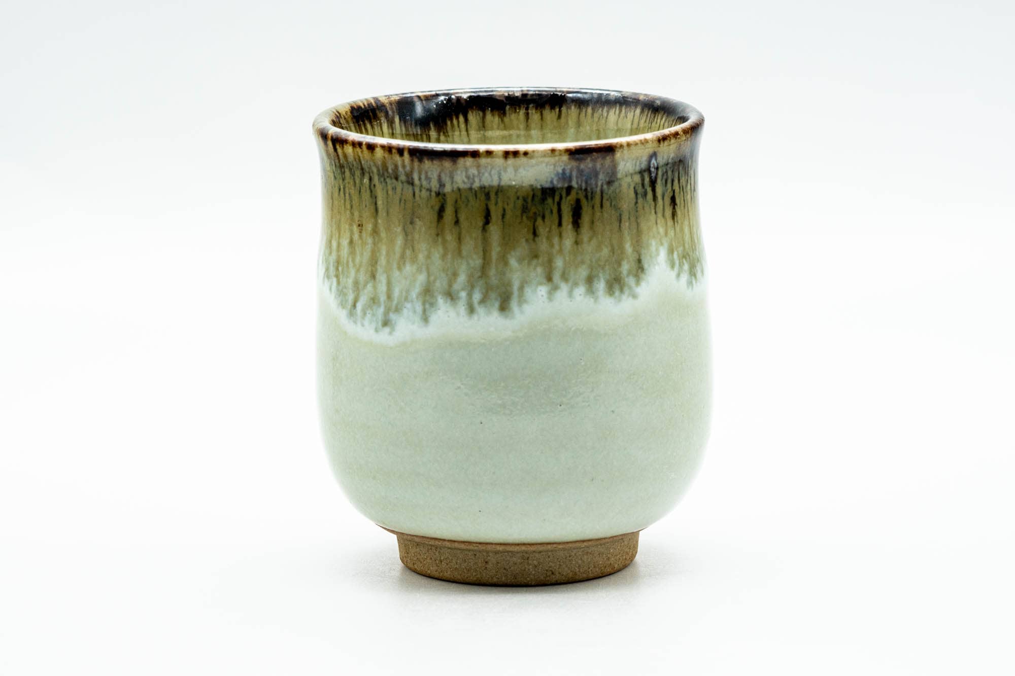 Japanese Teacup - White Beige Hare's Fur Drip-Glazed Yunomi - 170ml