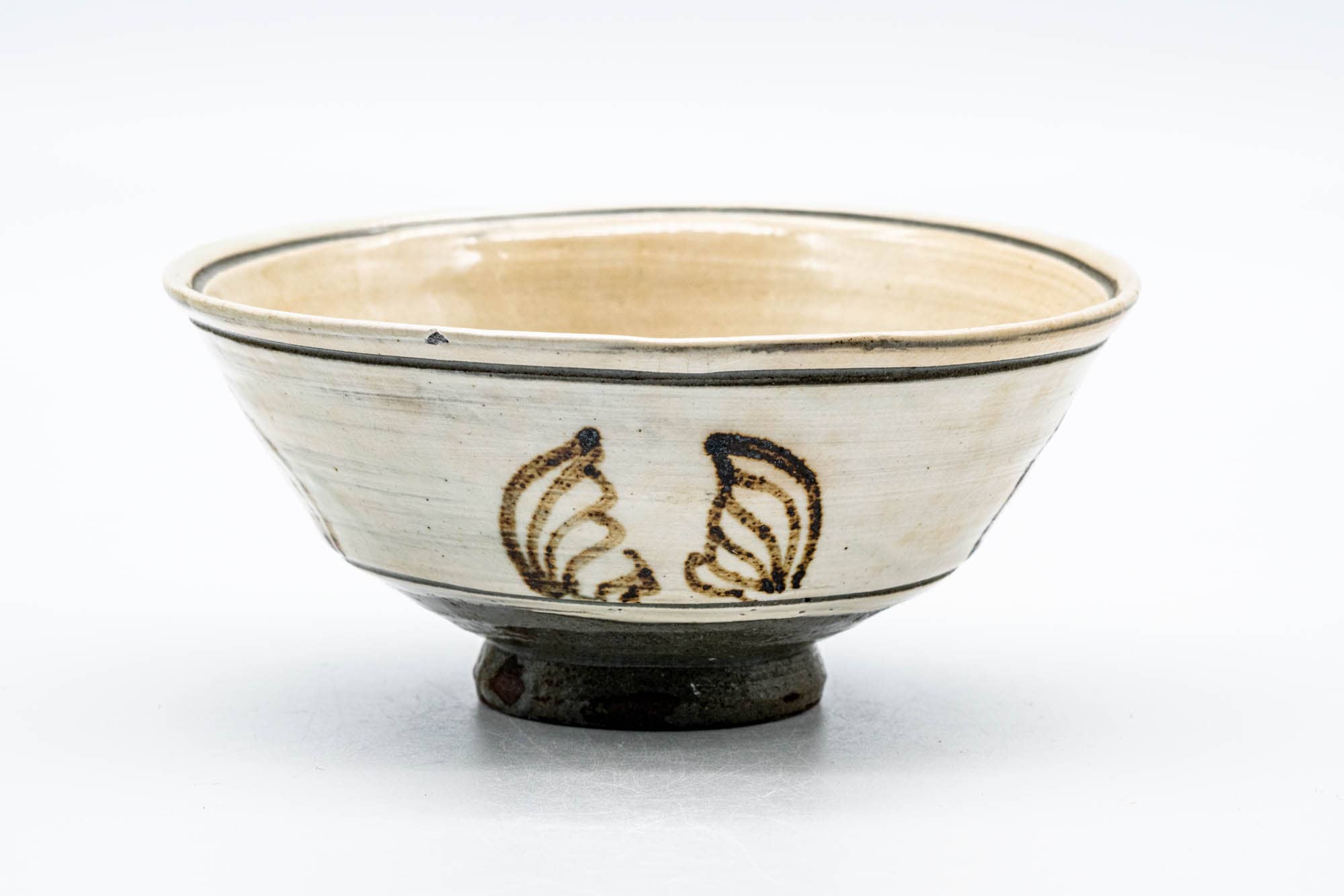 Japanese Matcha Bowl - Painted Hakeme Hira Summer Chawan - 150ml