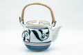Japanese Dobin - Blue Floral White Porcelain Arita-yaki Debeso Teapot - 400ml