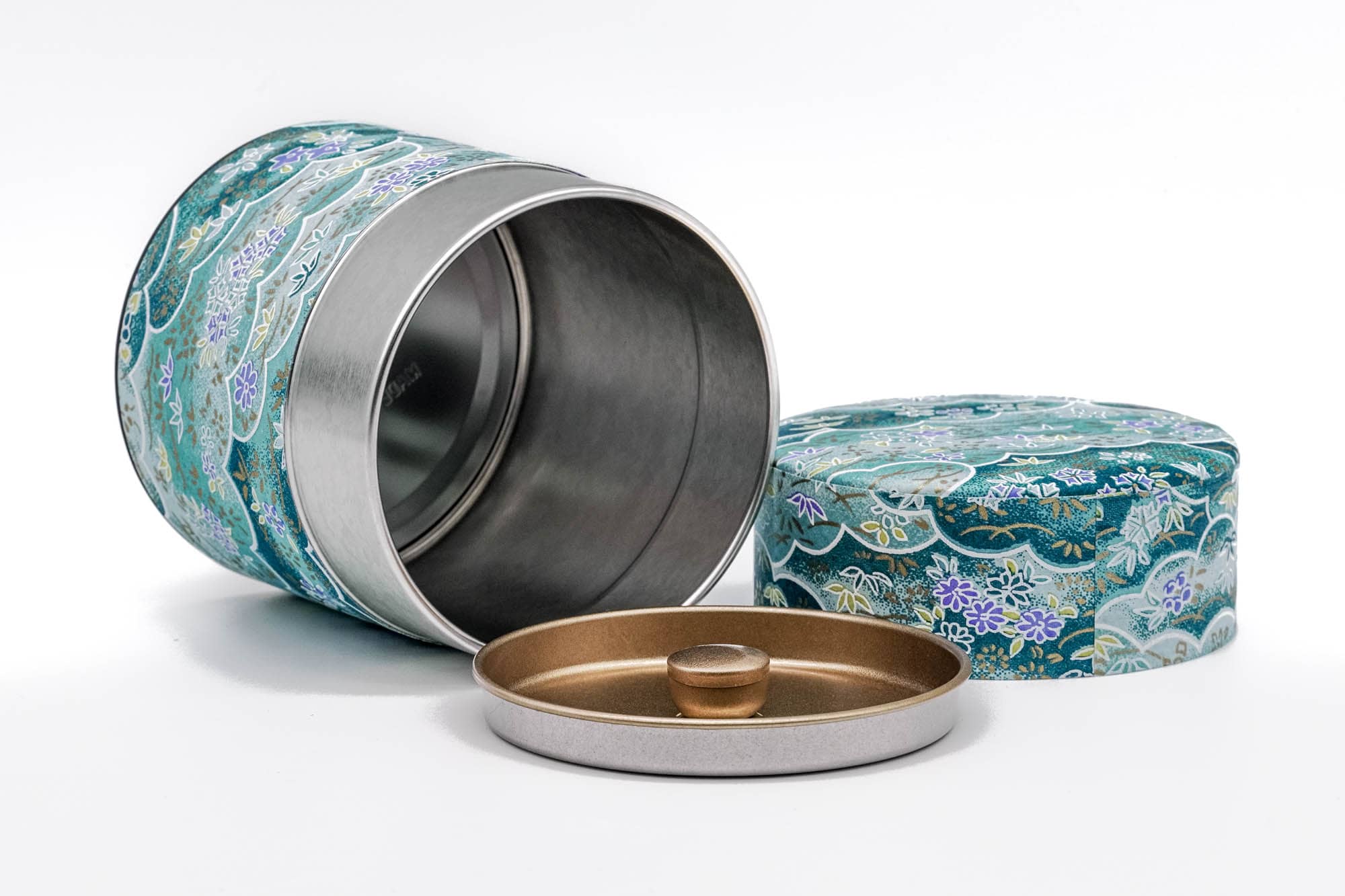 Turquoise Floral Washi Tea Canister - 150g