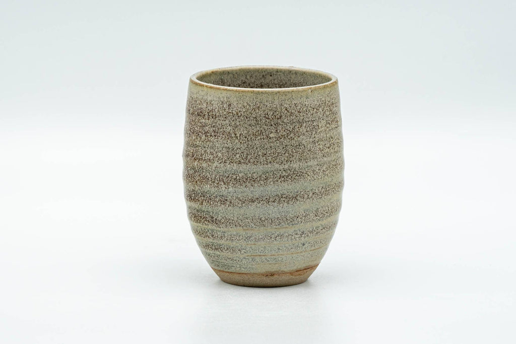 Japanese Teacup - Speckled Olive Green Spiraling Lidded Yunomi - 125ml