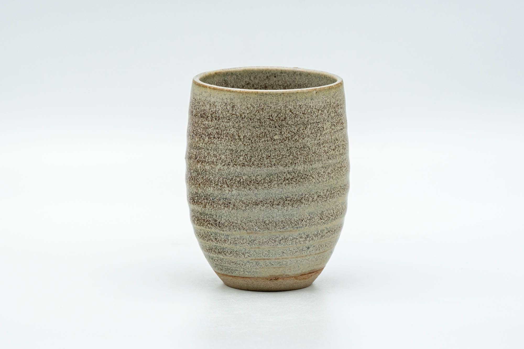 Japanese Teacup - Speckled Olive Green Spiraling Lidded Yunomi - 125ml