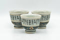 Japanese Teacups - Set of 3 Gold Kanji Decorated Kutani-yaki Guinomi - 35ml
