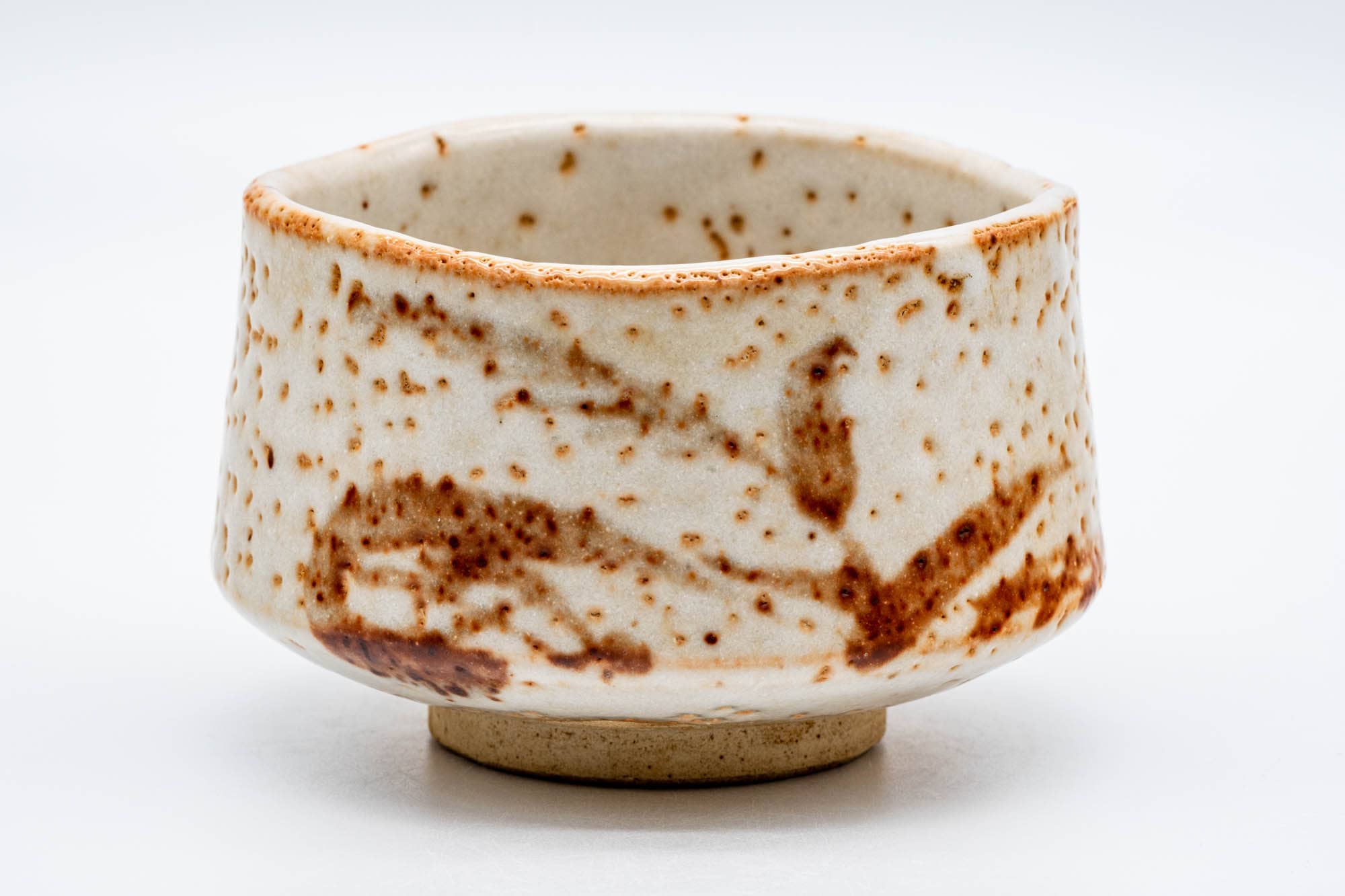 Japanese Matcha Bowl - Orange White Shino Glazed Mino-yaki Chawan - 350ml