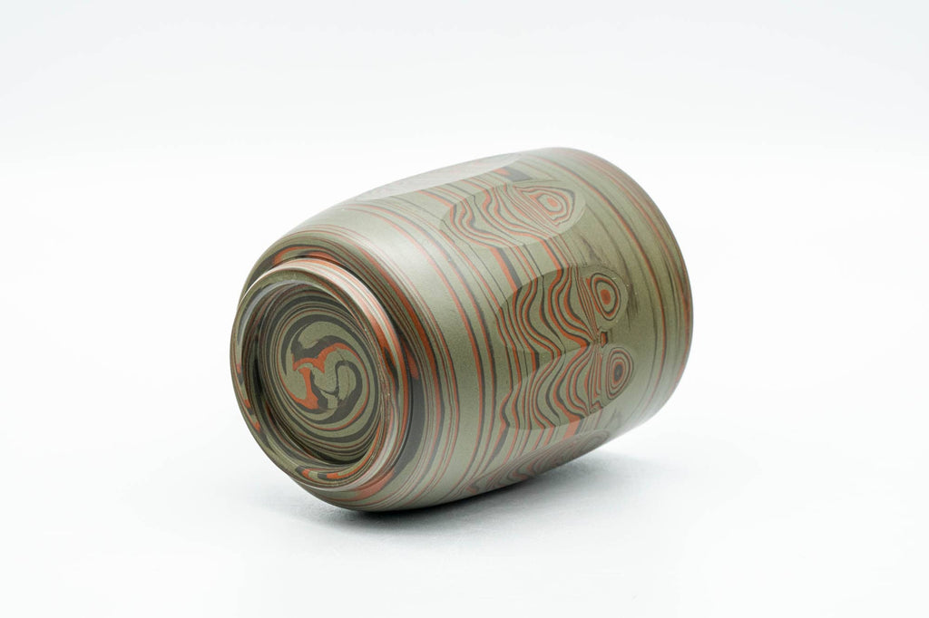Japanese Teacup - 雲仙窯 Unzen Kiln - Carved Nerikomi Tokoname-yaki Yunomi - 170ml