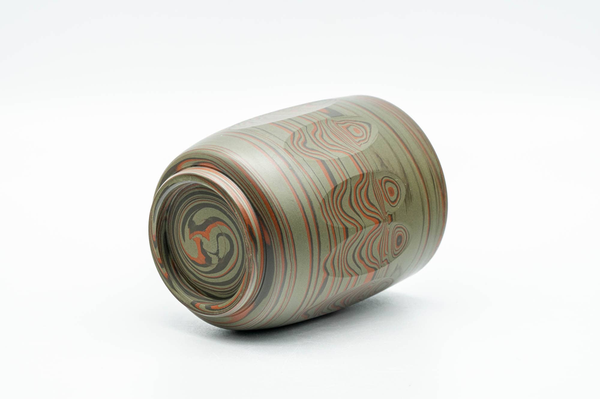 Japanese Teacup - 雲仙窯 Unzen Kiln - Carved Nerikomi Tokoname-yaki Yunomi - 170ml