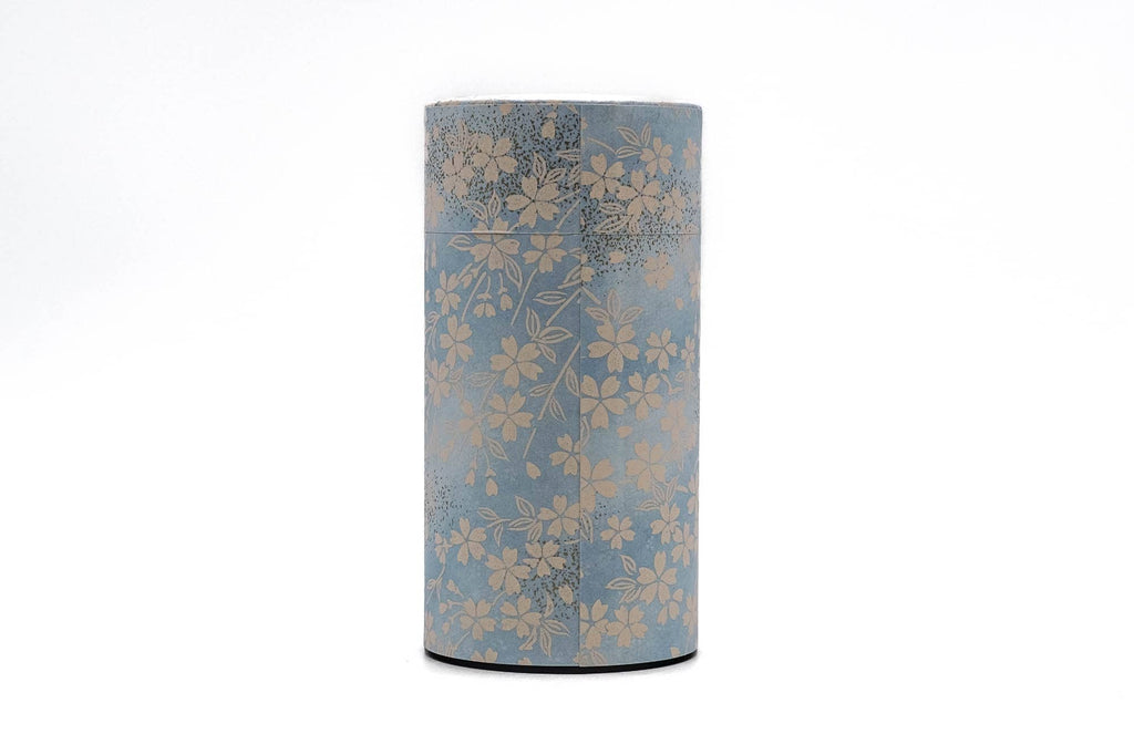 Blue Beige Sakura Washi Tea Canister - 200g