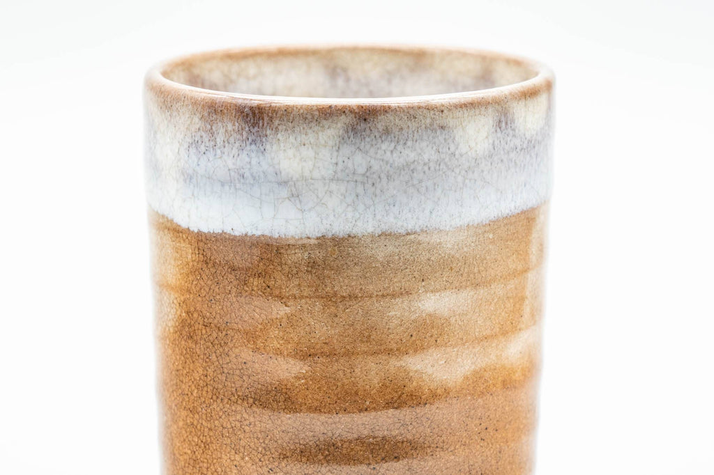 Japanese Teacup - Beige Brown White Glazed Hagi-yaki Yunomi - 140ml