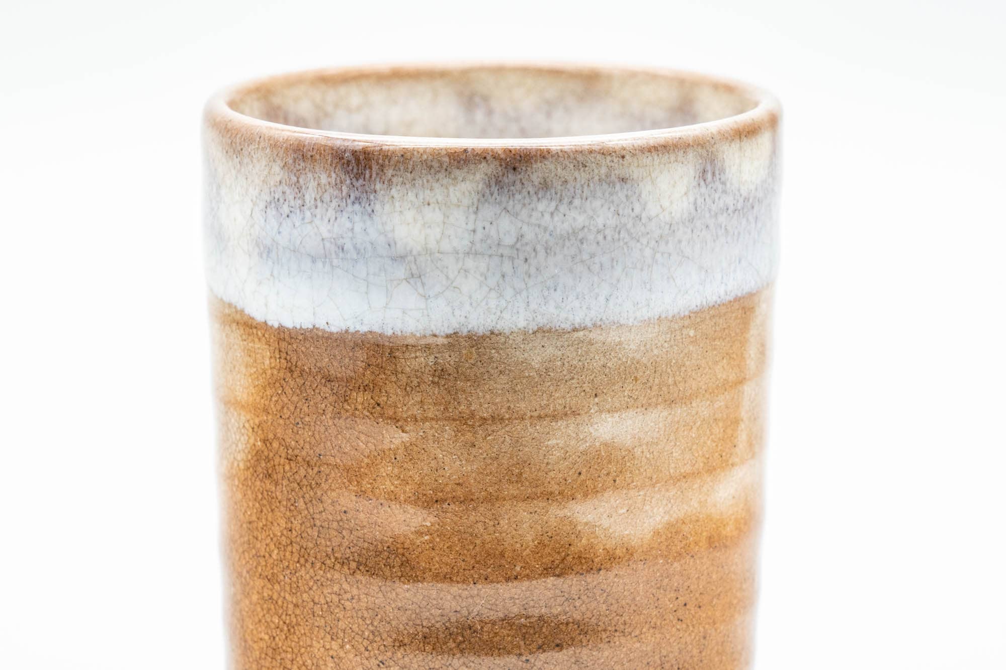 Japanese Teacup - Beige Brown White Glazed Hagi-yaki Yunomi - 140ml