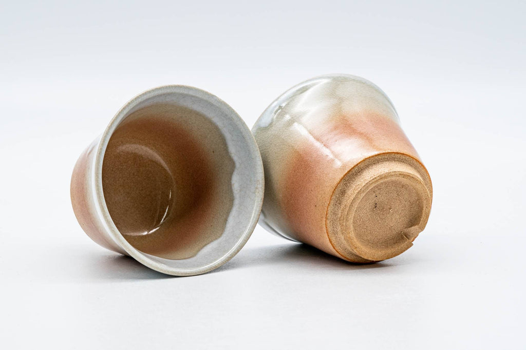 Japanese Teacups - Pair of Drip-Glazed Hagi-yaki Yunomi - 130ml