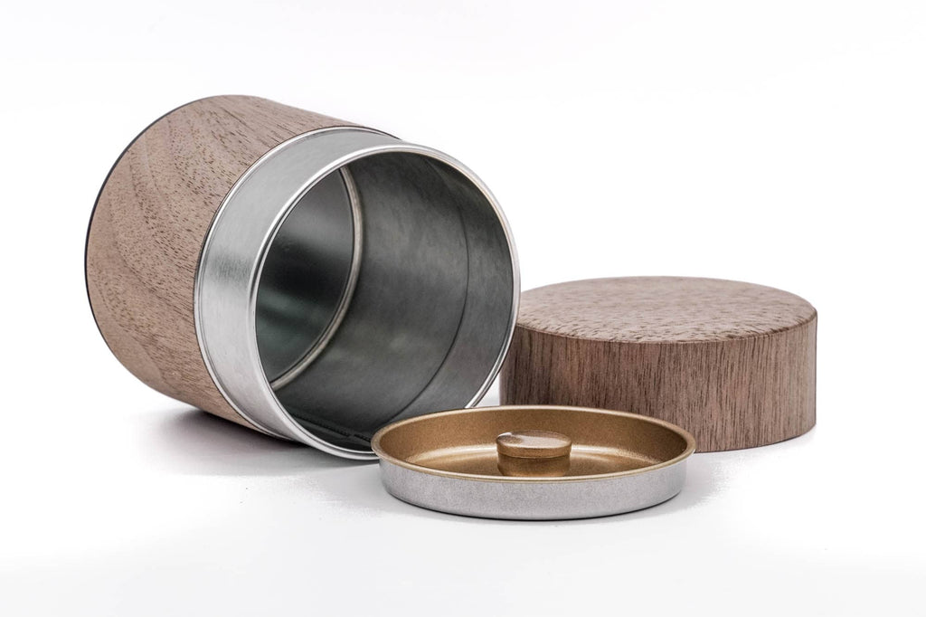 Walnut Wood Veneer Tea Canister - 100g