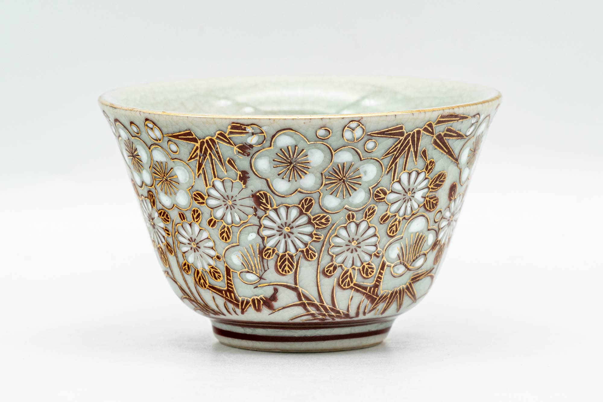 Japanese Teacup - Chrysanthemum Ume Kutani-yaki Yunomi - 120ml