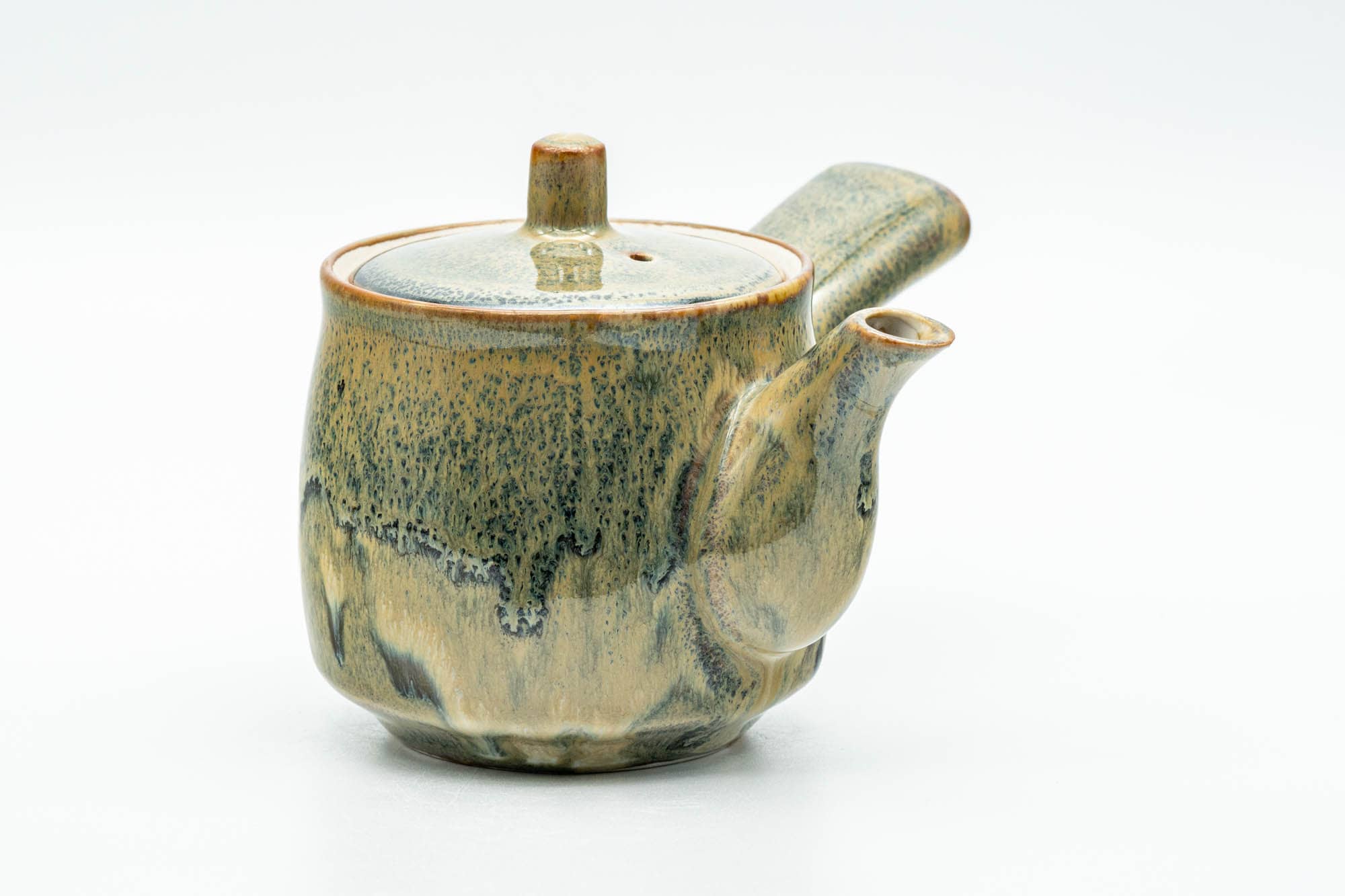 Japanese Kyusu - Green Yellow Drip-Glazed Debeso Teapot - 240ml
