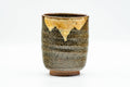 Japanese Teacup - Speckled Dark Green Beige Drip-Glazed Yunomi - 200ml