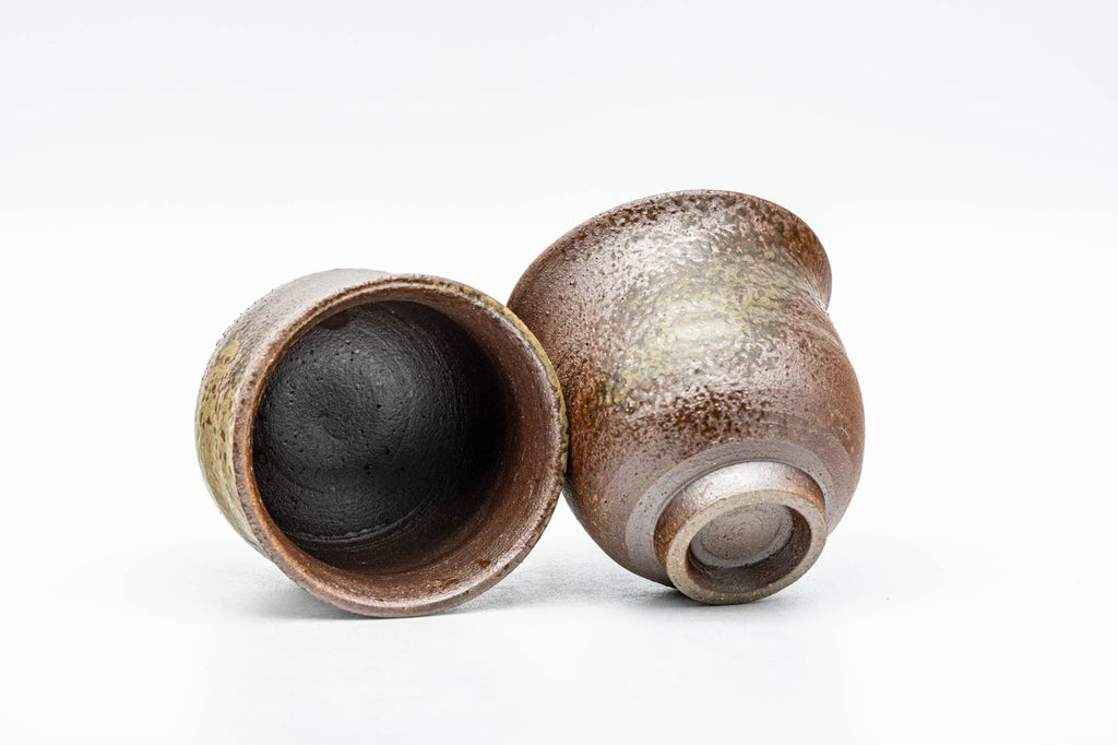 Japanese Teacups - Pair of Ash Green Glazed Guinomi - 55ml
