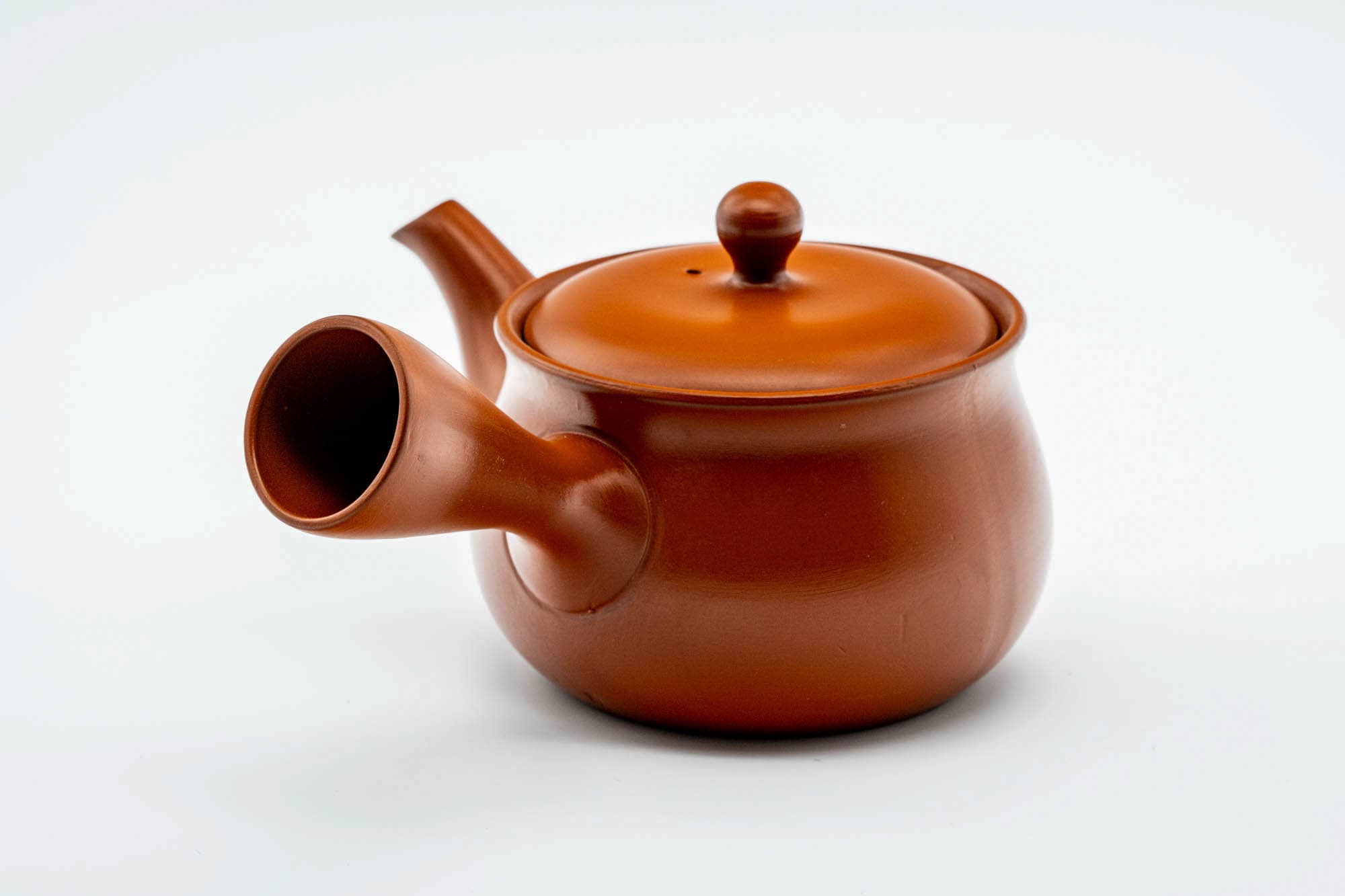 Japanese Kyusu - Round Red Shudei Tokoname-yaki Mesh Teapot - 350ml