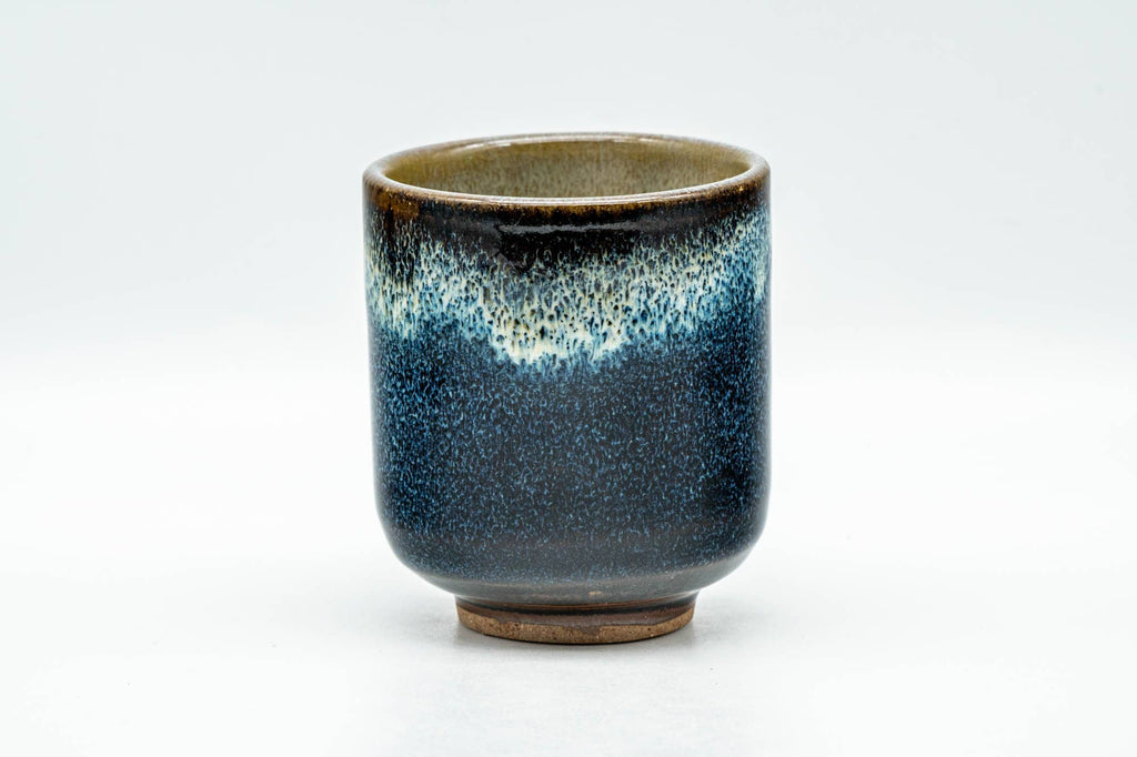 Japanese Teacup - Black and Blue Glazed Tsutsu-gata Yunomi - 140ml