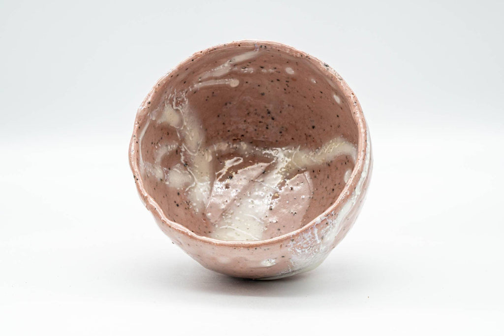 Japanese Matcha Bowl - Pink and White Shino Glazed Wabi-Sabi Chawan - 300ml
