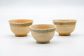 Japanese Teacups - Set of 3 Beige Green Patterned Kiyomizu-yaki Yunomi - 125ml