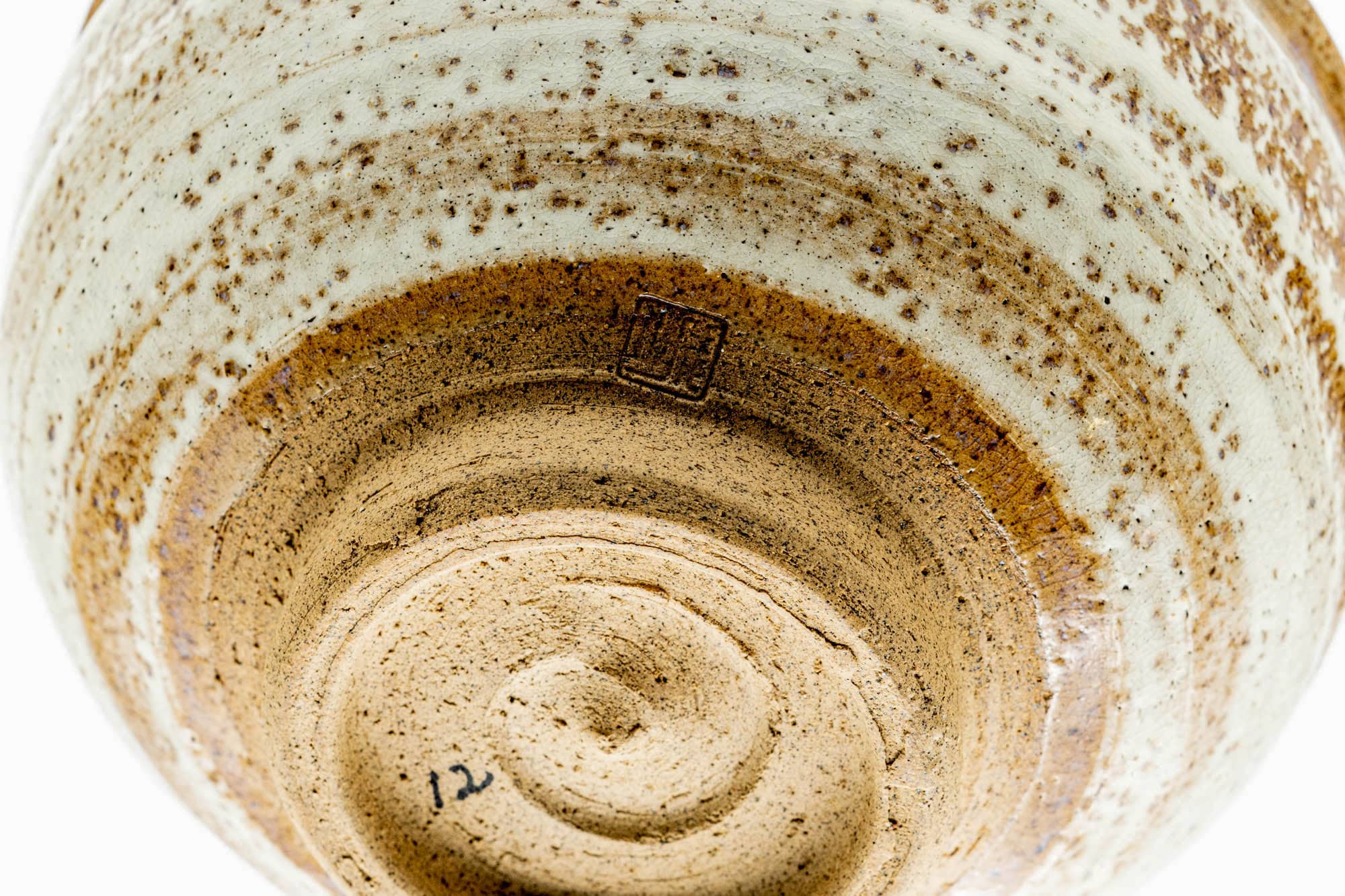 Japanese Matcha Bowl - Brown Milky White Glazed Chawan - 350ml