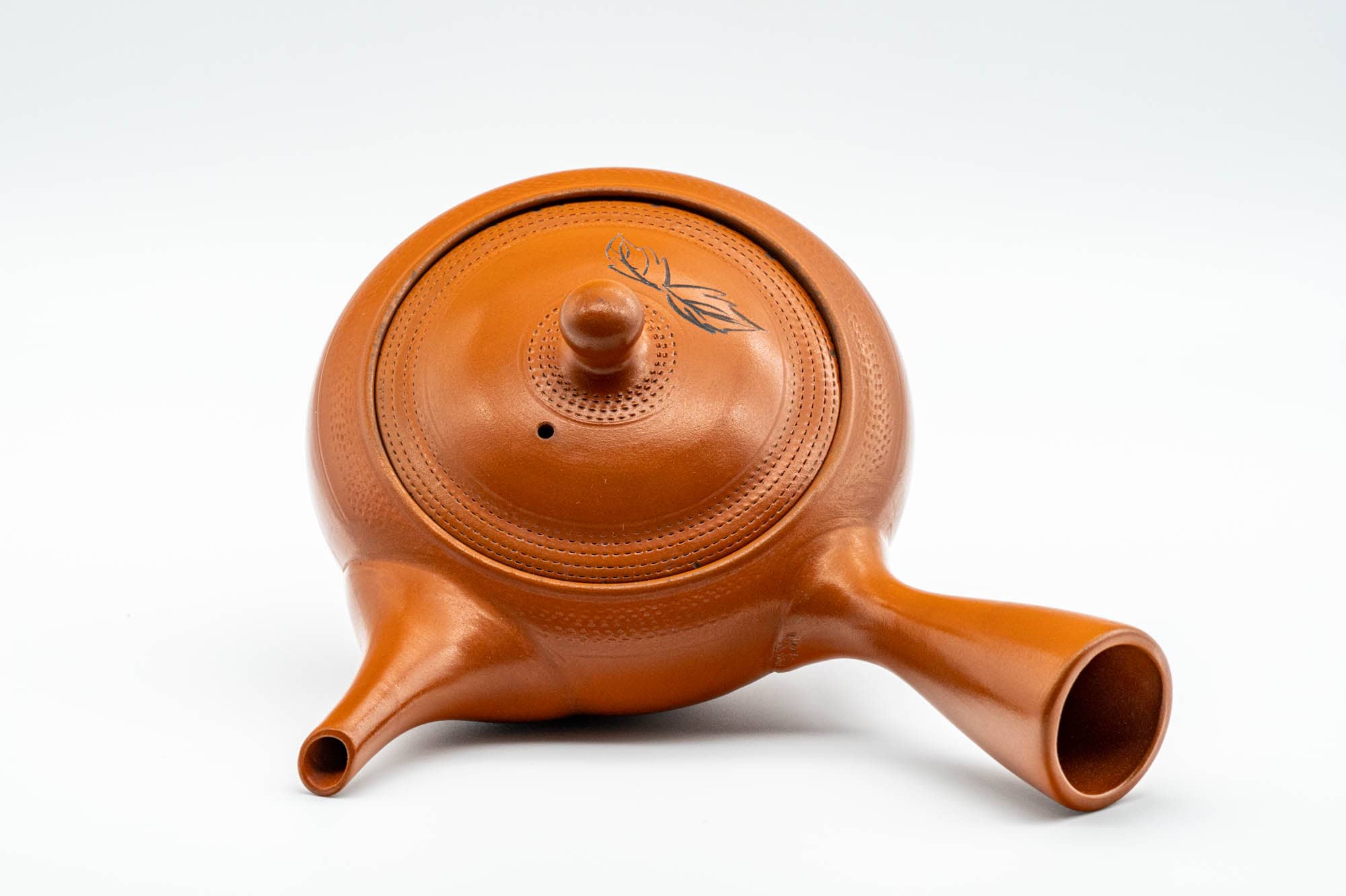 Japanese Kyusu - Leaf Engraved Mesh Strainer Tokoname-yaki Teapot - 225ml
