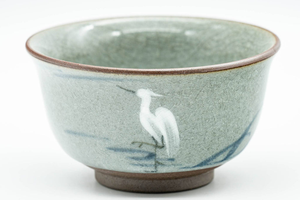 Japanese Teacups - Pair of 杏土窯 Egret Snowflake Celadon Glazed Yunomi - 90ml