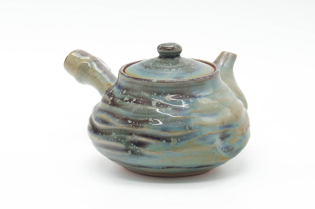 Japanese Kyusu - Green Purple Wabi Sabi Teapot - 290ml
